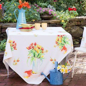 April Cornell Tablecloth Tulips 54x54 NWT